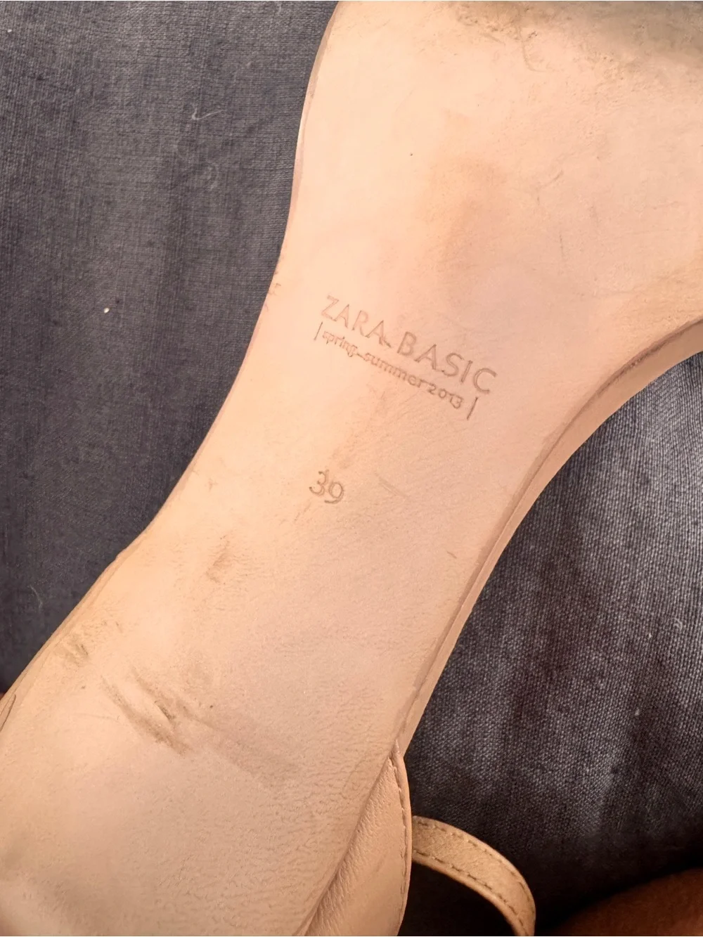 Zara nude pointed leather strappy heels